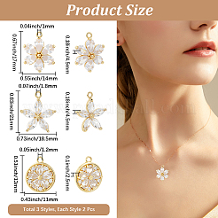 6шт 3 стиля латунные микропаве прозрачные кубические подвески из циркония&nbsp;ZIRC-BBC0003-44