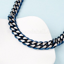 Ожерелья из кубинской цепочки из нержавеющей стали 304 толщиной 12 мм&nbsp;NJEW-C099-04B-01