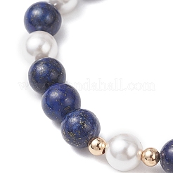 Женские браслеты из круглых бусин с натуральным лазуритом&nbsp;BJEW-JB12548