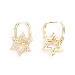 Серьги-кольца из латуни с микро-паве из фианита EJEW-G274-03G-03