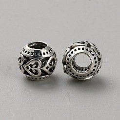 チベット風合金ヨーロピアンビーズ  大穴ビーズ  ロンデル  アンティークシルバー  11x9.5mm  穴：5mm&nbsp;FIND-CJC0012-128A