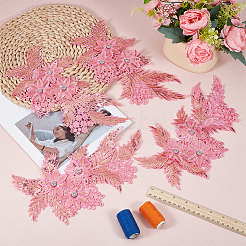 4 Stück Blumen- und Blattapplikationen aus Polyester und Kunststoff&nbsp;PATC-CY0001-49B