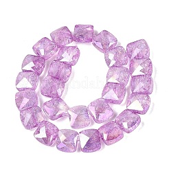 Hebras de perlas de vidrio craquelado transparente electrochapadas&nbsp;EGLA-Q135-02A-B05