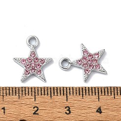 合金ラインストーンペンダント  スター  ライトアメジスト  15.5x12.5x2mm  穴：2mm&nbsp;RB-P037-01P-02