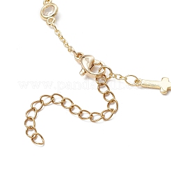 Изготовление браслета с плоским круглым крестом из латуни с прозрачным кубическим цирконием AJEW-JB01356