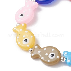 Браслеты ручной работы из эмалевой проволоки в виде рыбок и бусин для женщин и мужчин&nbsp;BJEW-TA00685