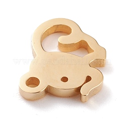 イオンプレーティング（IP）304ステンレススチールチャーム  レーザー切断  象  ゴールドカラー  12x11x1.5mm  穴：1.2mm&nbsp;STAS-Y002-12G