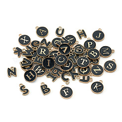 アルファベットの頭文字 a～z 合金エナメルチャーム  ブラック  11~14x6.5~12x2mm  穴：1.5mm&nbsp;ENAM-TA0003-58