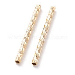 真鍮製チューブビーズ  長持ちメッキ  多面的なチューブ  24KGP本金メッキ  25x2mm  穴：1.2mm&nbsp;KK-Y003-77A-G