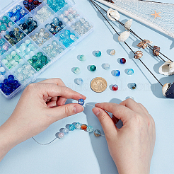 288 шт. 24 вида стеклянных круглых бусин с эффектом кракле GLAA-PH0004-01B