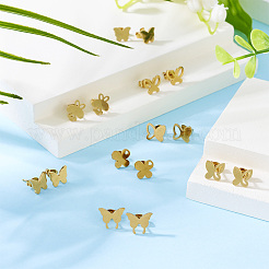 8 пара 8 стилей серег-гвоздиков из нержавеющей стали 304 с вакуумным покрытием PVD для женщин EJEW-TA0001-45