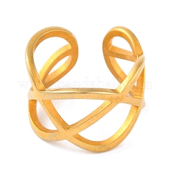 Ионное покрытие(ip) 304 нержавеющая сталь крест-накрест открытые манжеты палец кольца для женщин RJEW-S414-16B-G