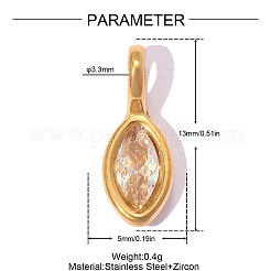 304 Edelstahl Pavé-Anhänger mit Zirkonia&nbsp;CU-OY001-27G-01