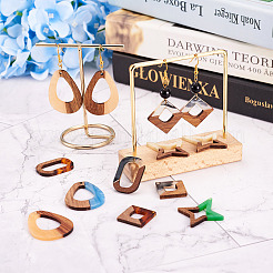 16шт 8 стильные подвески из непрозрачной смолы и орехового дерева&nbsp;RESI-CW0001-15