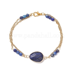 Многорядные браслеты из бусин натурального лазурита и немагнитного синтетического гематита&nbsp;BJEW-JB12122-03