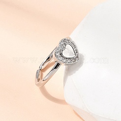 Латунные микропаве кубические цирконии манжеты открытые кольца для женщин&nbsp;RJEW-B160-10P