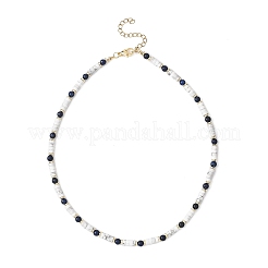 Ожерелья из круглых бусин хейши из натурального лазурита и натурального хаулита NJEW-JN05662