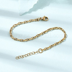 Bracciali a catena a maglie ovali intrecciate in acciaio inossidabile 304 da 3 mm per uomo e donna&nbsp;SA-CBAB767-17A-G