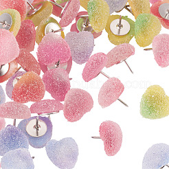 50 punaise à dessin en résine druzy à dégradé de couleur en forme de cœur&nbsp;AJEW-TAC00063