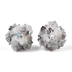 Бусины из полимерной глины со стразами и рельефными смоляными розами RESI-T059-04B