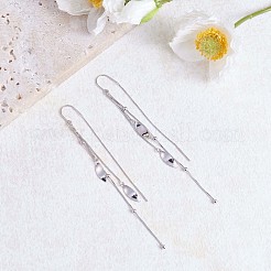 Boucles d'oreilles pendantes en argent sterling plaqué rhodium anti-ternissement avec 925 feuille et pampille en chaîne&nbsp;JE1042A