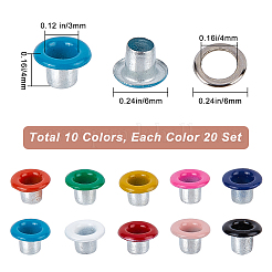 200 комплект 10-х цветных железных люверсов&nbsp;SCRA-GF0001-01