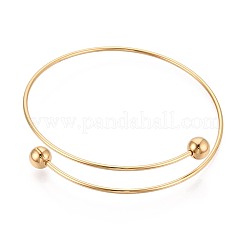 Fabrication de bracelets manchettes en fil d'acier inoxydable 304 avec placage ionique ajustable (IP).&nbsp;MAK-WH20002-01C-G