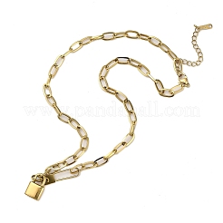 304 нержавеющая сталь замок кулон скрепка цепь ожерелья для женщин мужчин NJEW-Q028-07G