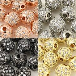 10 шт. круглые латунные бусины из микрофибры с кубическим цирконием ZIRC-YW0001-26B