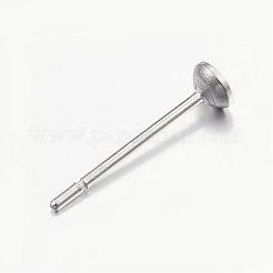 変色しにくい304ステンレススチールスタッドピアスセッティング  ステンレス鋼色  3mm  ピン：0.8mm  トレイ：2.5mm&nbsp;STAS-P150-15P