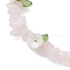 Bracelets extensibles en perles de quartz rose naturel pour femmes&nbsp;BJEW-JB12311-02