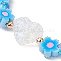 Braccialetti elasticizzati in argilla polimerica con fiori fatti a mano&nbsp;BJEW-JB09825-01