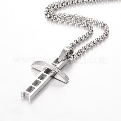 Ожерелья с подвеской-крестом из нержавеющей стали 304 NJEW-JN01287