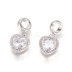Charms pendenti europei in ottone con micro pavé di zirconi cubici&nbsp;LS-ZIRC-E163-18P