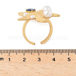304 Edelstahl Micro Pave Zirkonia Kunststoff Perlen Manschettenringe&nbsp;RJEW-D310-02C-G