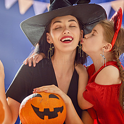 2 пара двухцветных сережек-гвоздиков в виде скелета и черепа из сплава для Хэллоуина EJEW-FI0001-11