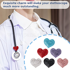 6 шт. 6 цвета сердце из полимерной глины стразы стетоскоп подвеска украшения HJEW-OC00054