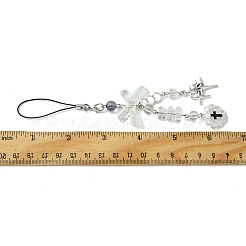アクリル携帯ストラップ  合金ペンダント付き  ハート＆スター  透明  16.2cm&nbsp;HJEW-FZ00017-04
