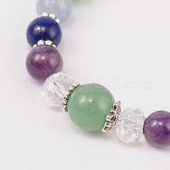 Multi-couleur des bracelets de breloque gemme chakra&nbsp;BJEW-JB01691-03