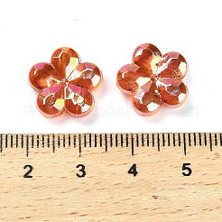 透明アクリルビーズ  プラム  ABカラーメッキ  ブラウン  13.5x14.5x4.5mm  穴：1.8mm  約1111個/500g&nbsp;PACR-H004-01B