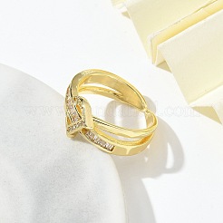 Кольца-манжеты с прозрачным кубическим цирконием в виде буквы d RJEW-G337-10G