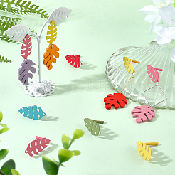 24 шт. 6-цветная фурнитура для сережек-гвоздиков в виде железных листьев&nbsp;IFIN-PH0001-99