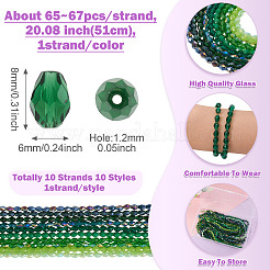 10 fili di perline di vetro trasparente a 10 colori&nbsp;EGLA-TA0013-24B