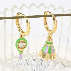 Boucles d'oreilles créoles en laiton avec micro pavé de zircone cubique pour femmes&nbsp;EJEW-A168-07G-01