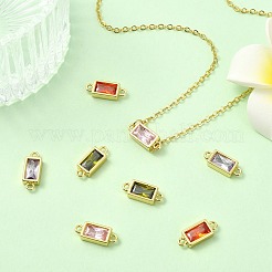 8 шт. 4-х цветные прямоугольные соединительные подвески из латуни и стекла&nbsp;KK-CJ0003-40