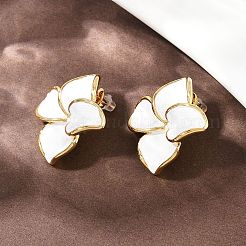 Серьги-гвоздики с эмалированными цветами из нержавеющей стали 304&nbsp;EJEW-A138-02G