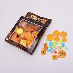 プラスチック製のゲーム小道具セット  プラスチックのコインで  プラスチック石  ゴールド  11~18x14~25x26~39x2.3mm  箱：22x16x2.5センチメートル&nbsp;AJEW-WH0017-24