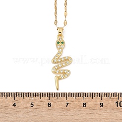 Ожерелья с подвеской в виде змеи из латуни с полным кубическим цирконием&nbsp;LS-NJEW-D309-02G-B