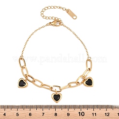 Bracelets à breloques en strass en acier inoxydable 304&nbsp;BJEW-B171-10G