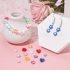 350шт 10 стиля прозрачные и непрозрачные акриловые бусины в форме сердца и звезды&nbsp;TACR-YW0001-33